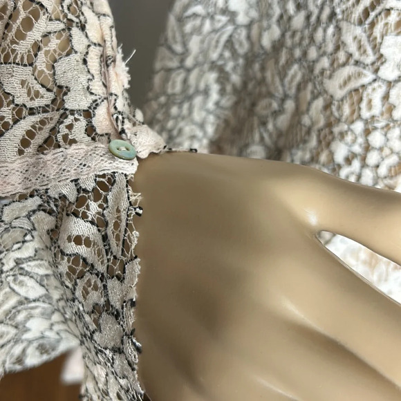 Free People tell tale sheer lace tunic mini dress  keyhole long bell sleeves - Picture 12 of 15